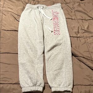 Aeropostale Light Gray Joggers with Pink Logo